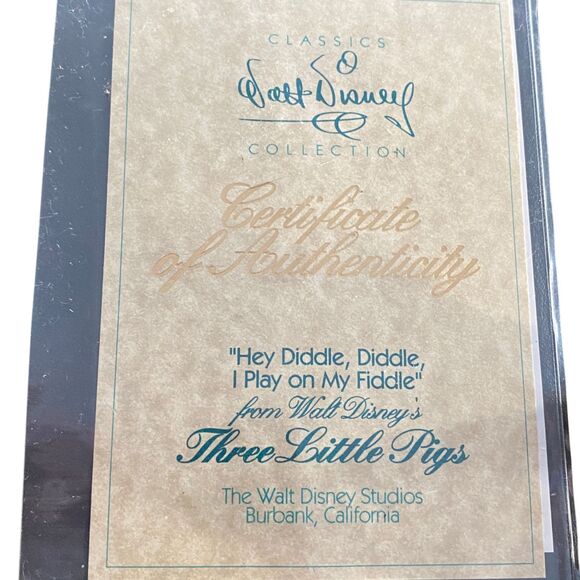 Walt Disney 3 Little Pigs 60th Anniversary Pig Playing Fiddle w/ COA, IOB - Picture 3 of 11